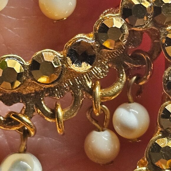 VINTAGE STATEMENT JOSE & MARIA BARRERA STONE CRYSTAL DANGLE CHANDELIER EARRINGS - Picture 14 of 14